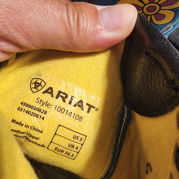 Ariat Big Girls Size 5 Colorful Floral Cowboy Boots - Picture 7 of 16